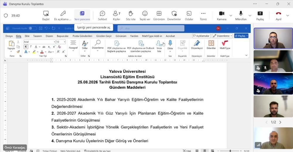 2025-2026 Bahar Dönemi Sonu Danışma Kurulu Toplantısı Gerçekleştirildi